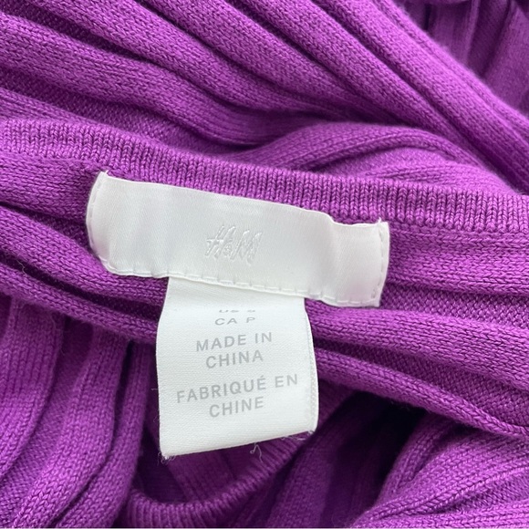 H&M Ribbed Knit Bodycon Long Sleeve Twist Back Long Midi Dress Purple Size Small - Picture 5 of 6
